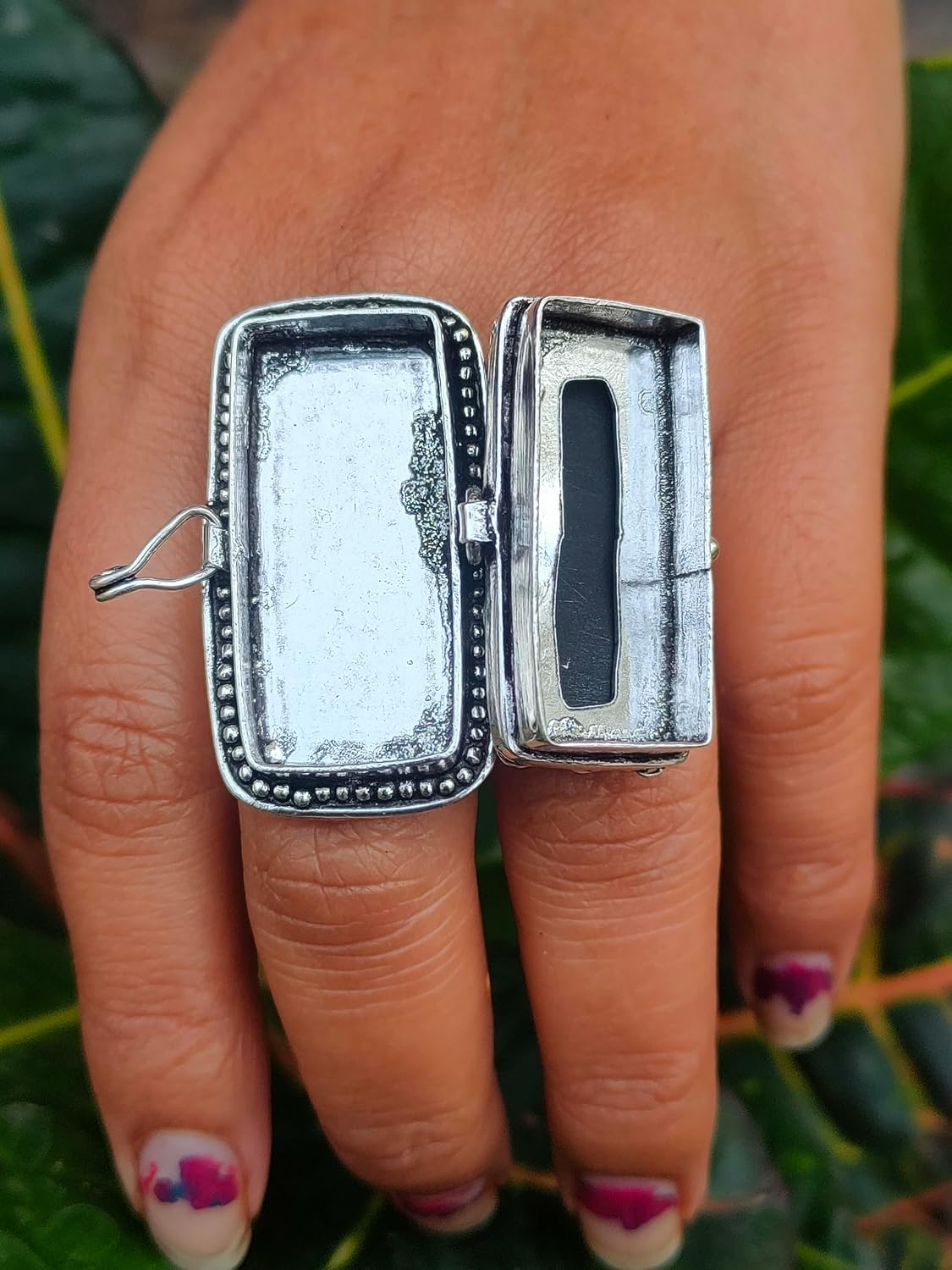 Natural Black Onyx Ring,Designer Band Poisoner Black Onyx Ring, 925 Sterling Silver plated Handmade Ring, Open able Poison Ring, Poison ring, Pill Ring