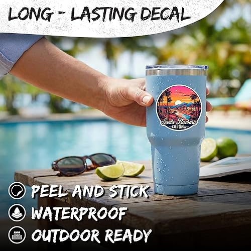 Miniatura 3 de Adhesivo de Santa Bárbara California, recuerdo de viaje de 4 pulgadas, calcomanía de vinilo impermeable para laptop, botella de agua, vaso de