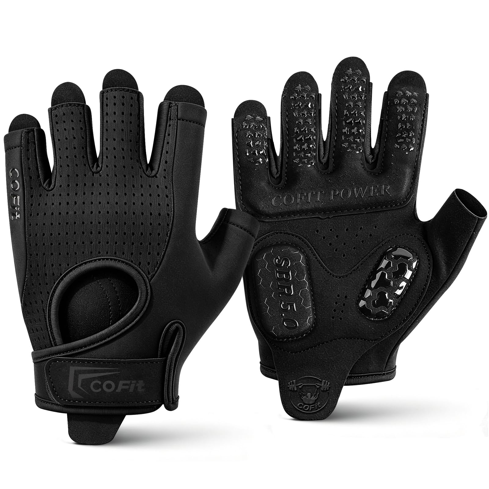 COFIT Gym Gloves for Men and Women, Fingerless Weight Lifting Gloves with 5 mm Padded Palm, Breathable Non-Slip Workout Gloves for Gym Training, Exercise - L