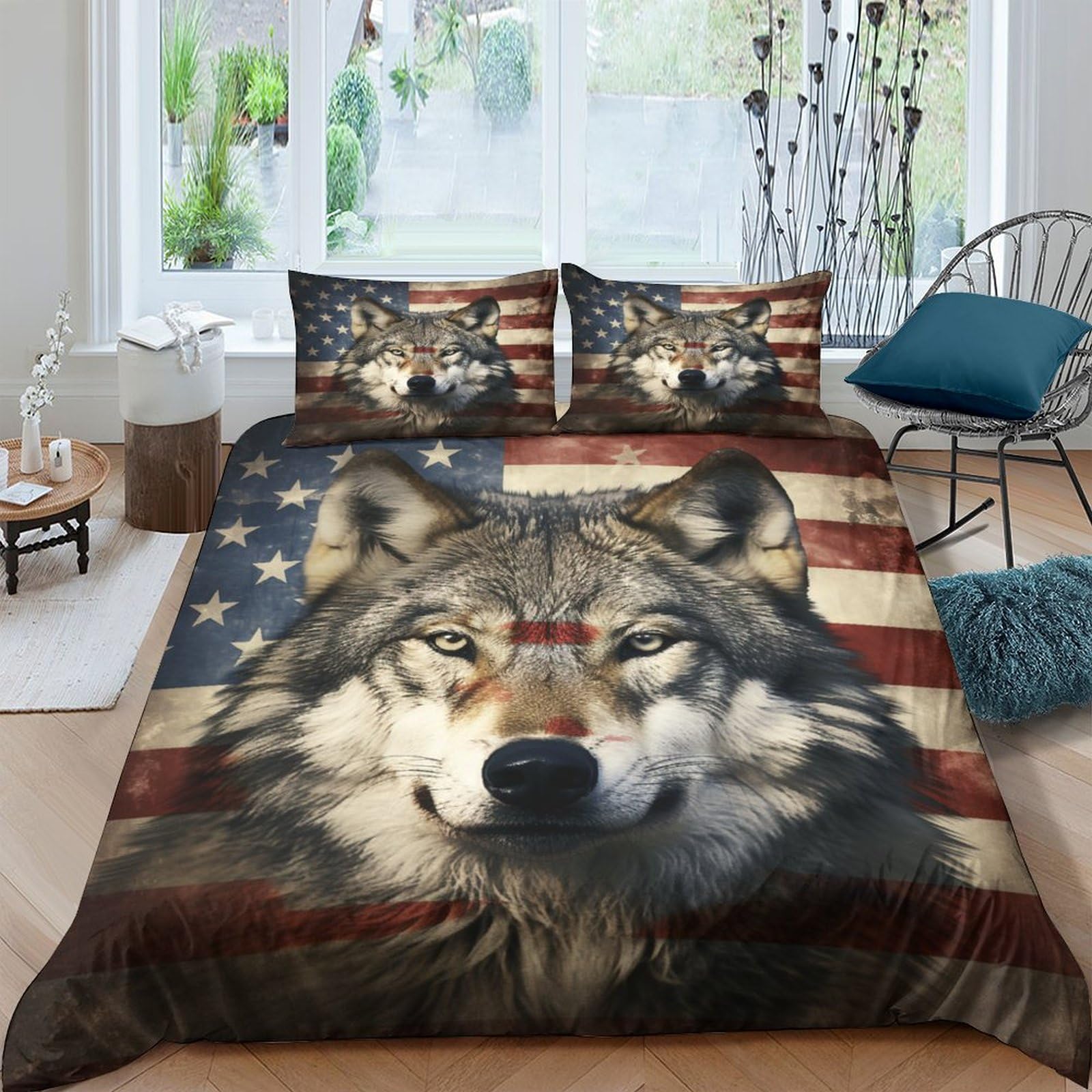 Funda nórdica de bandera americana con cremallera y dos fundas para cama double de 200x200