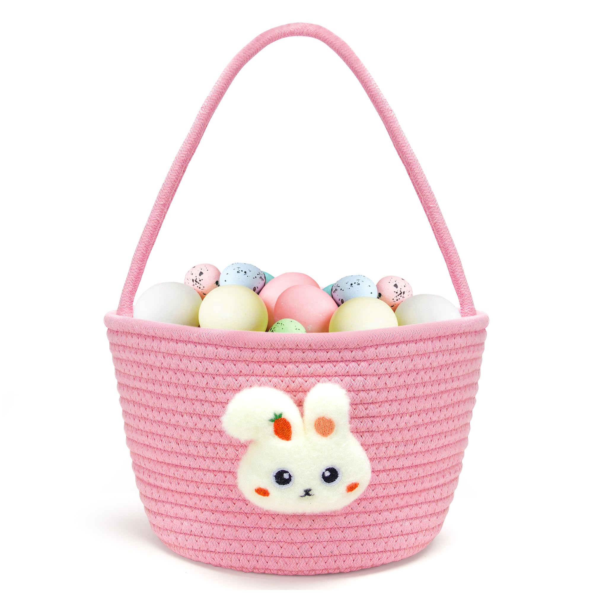 Panier de Pâques avec joli lapin rose