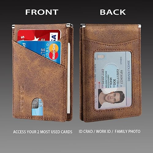 Miniatura 4 de Cartera delgada y minimalista bolsillo frontal cartera para hombre con bolsillo para billetes, bloqueo RFID, billetera plegable de 360 para hombres