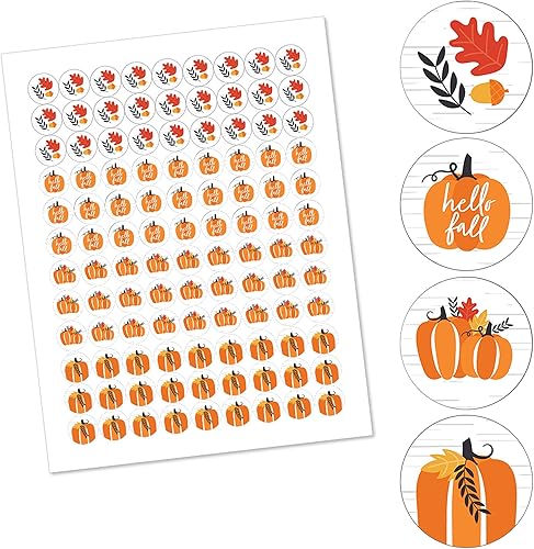Miniatura 2 de Big Dot of Happiness Calabaza de otoño  Halloween o fiesta de Acción de Gracias  Etiquetas para dulces de chocolate (1 hoja de 108)