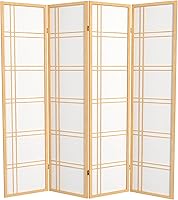 Vista 97 de Red Lantern Pantalla Shoji de doble cruz de 6 pies de alto, color blanco, 5 paneles