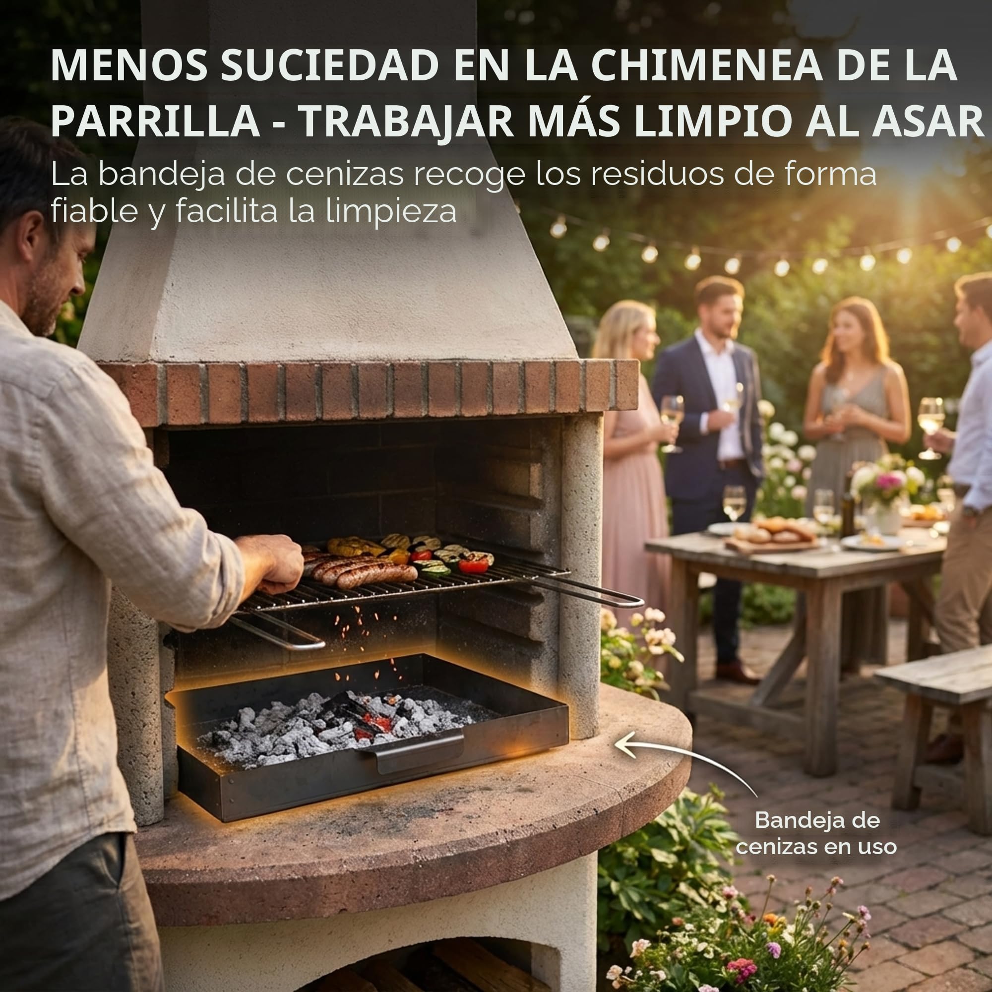 EWH Aschekasten para barbacoa de acero CorTen resistente a la intemperie/aspecto de óxido noble (49 x 34 cm) Recipiente para cenizas/bañera de cenizas para parrilla/chimenea exterior