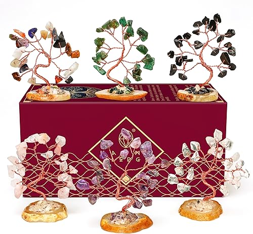 Miniatura 211 de Árbol de la vida de cristal curativo de 7 chakras, árboles bonsái hechos a mano para energía positiva, dinero y buena suerte, árbol para decoración