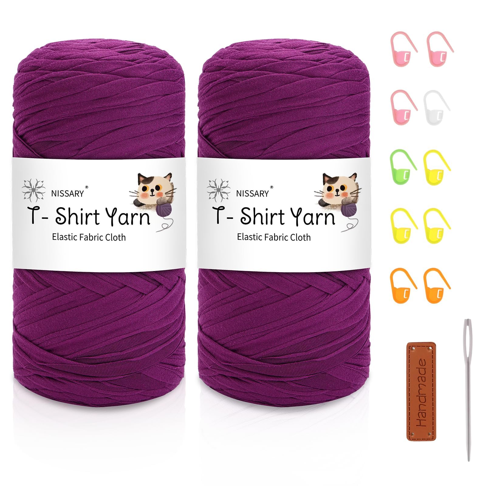 Nissary T Shirt Yarn for Crocheting 2 Pack 200g - Crochet Yarn Thick Includes 10mm Hook & Accessories - Ideal for DIY Tote Bags, Cushions, Chunky Blankets & Home Decor Projects — image 1