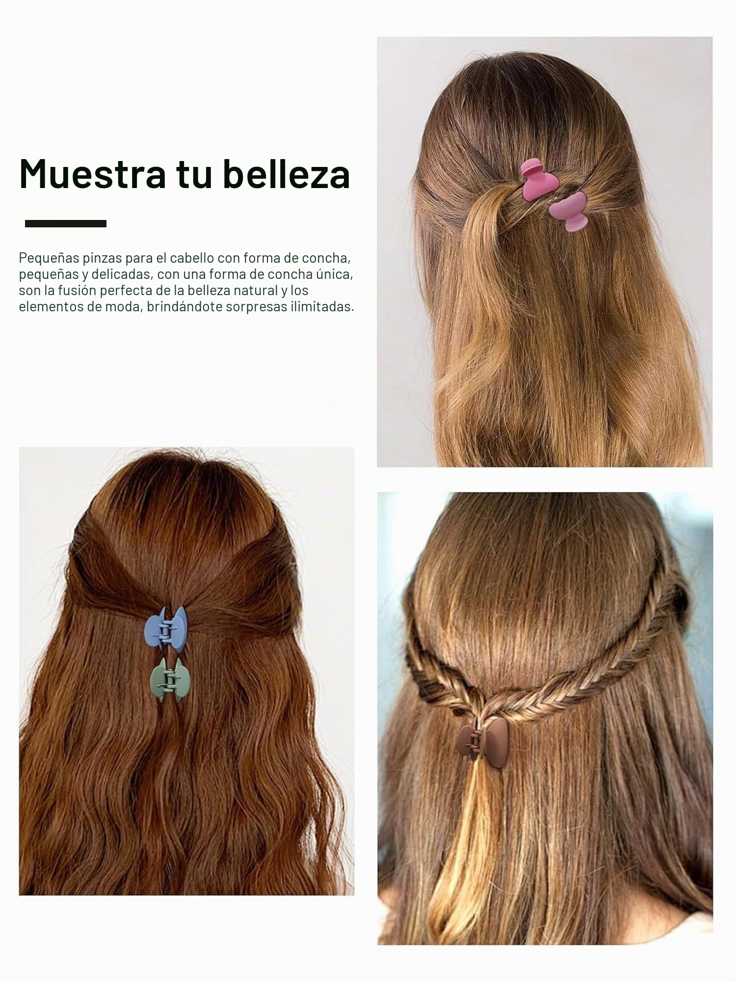 Kavya 12 Piezas Pinzas Pelo Pequeñas 4 cm Antideslizante Mate Plástico