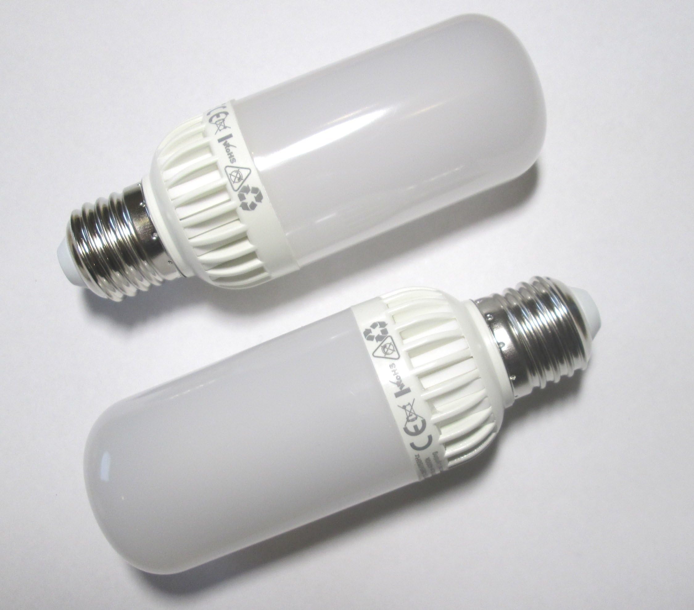 E27 Compact LED Flashlight – Only 45 mm Diameter, 128 mm Long – 175 – 275 V 790 Lumen Warm White 3000 K at 9 Watt. Ideal for Entryways – 2 Piece Set. [Energy Class A+]