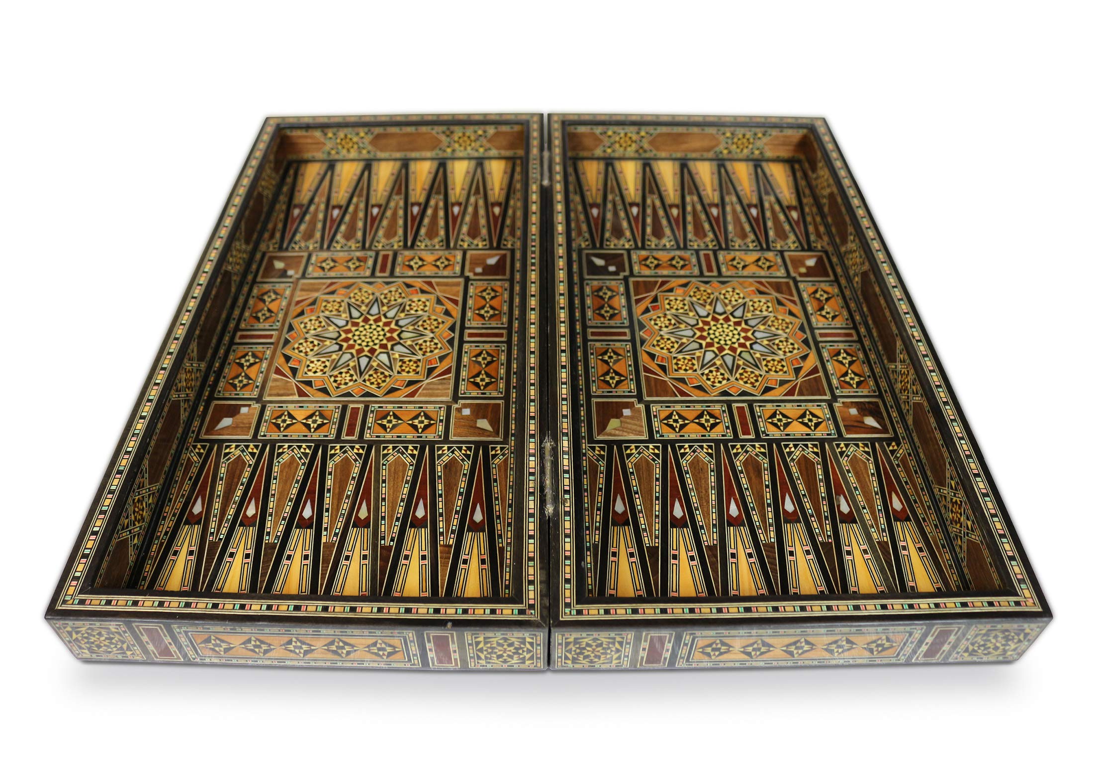 Elessar 50 x 50 cm Backgammon in Legno Tavla / Gioco di scacchi/DAMA, Tavla, Artigianato Originale intarsiato a mano, Tavola BK 50 con 30 pietre di Backgammon in legno