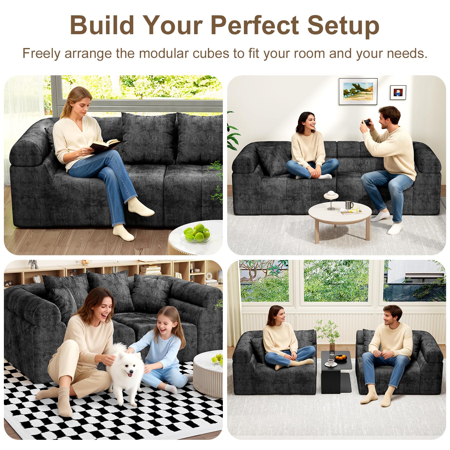 VersionTECH. Modular Sectional Sofa Cloud Couch, No Assembly Sleeper Sofa Bed Bo — product photo