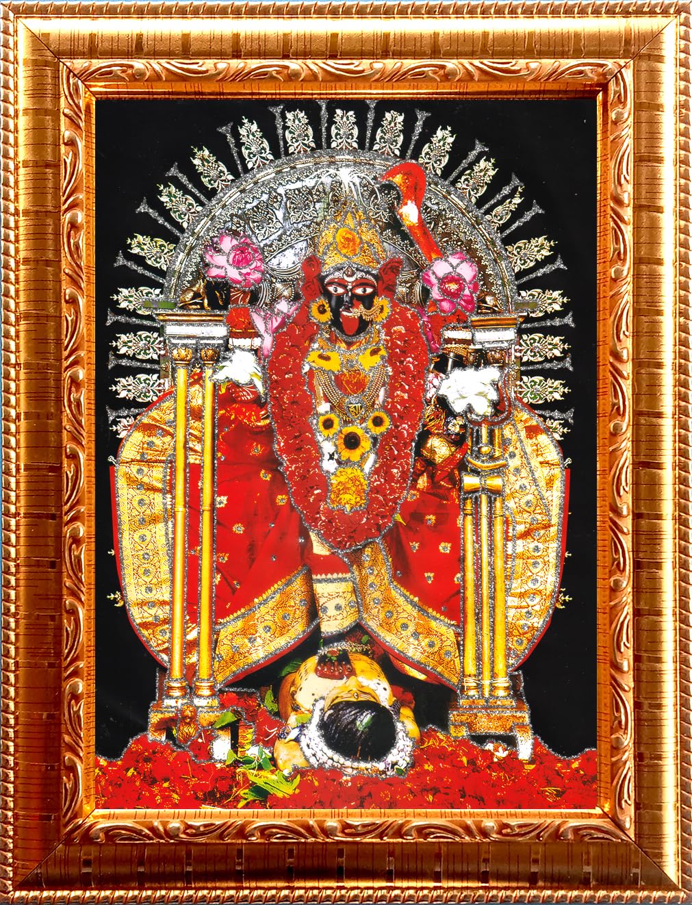 KALI MATA BHABATARINI DAKSHINESWAR GOLDEN PHOTO FRAME SMALL SIZE (6.75 X 8.75) INCH RECTANGULAR-image-17