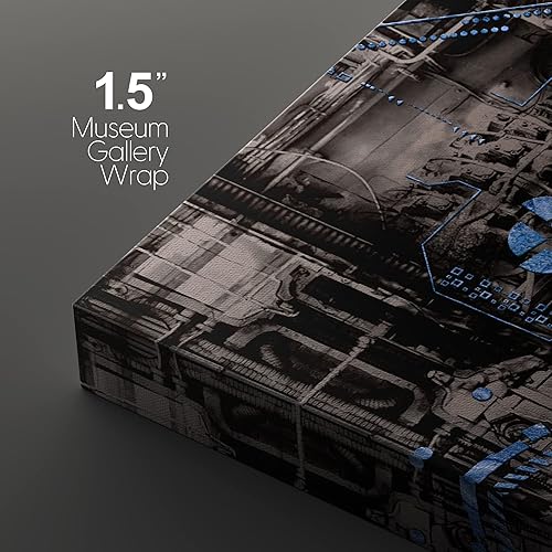 Miniatura 4 de wall26 Lienzo impreso para pared, juego de arte futurista azul de ciencia ficción y fantasía con ruedas de tren, ilustraciones de formas abstractas,