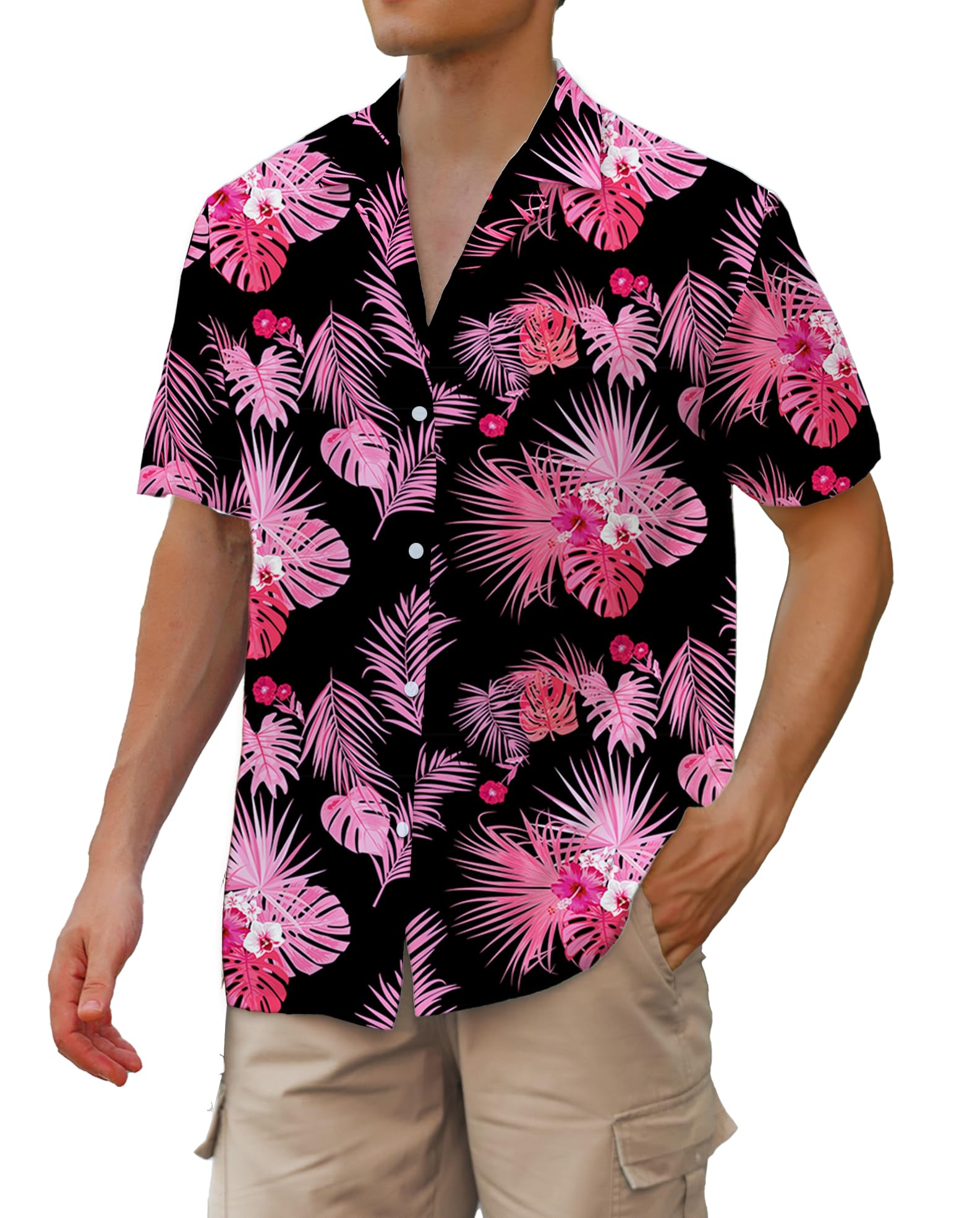 Cromoncent Hawaiian Shirt for Boy&amp;Men Short Sleeve Cuban Collar Tropical Holiday Summer Beach Shirts