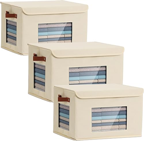 Contenedores de almacenamiento para ropa, 40 L, grandes, plegables, apilables, organizadores de armario, cajas de almacenamiento con tapas, cesta de