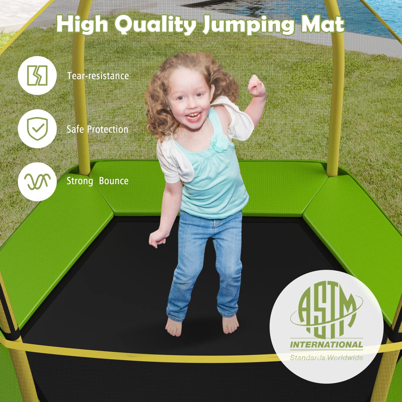 Giantex 7 Ft Trampoline for Kids, Max Load 220 Lbs, Heavy Duty Steel