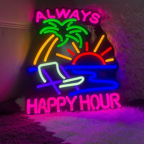 Miniatura 4 de Rompecabezas de 40 piezas de señal de luz de neón Happy Hour, luz LED de hombre cueva para hombres, letreros de pared para el hogar, decoraciones,