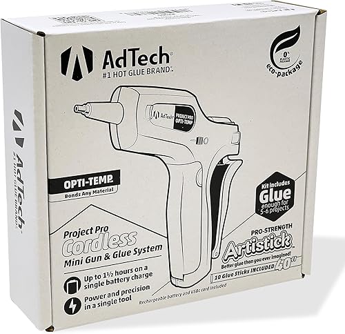 Miniatura 5 de AdTech Project Pro - Pistola de pegamento caliente inalámbrica recargable, mini pistola de pegamento con barras de pegamento Artistik sin cuerdas,