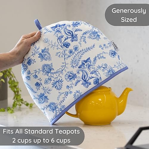 Miniatura 2 de Muldale Tetera grande acogedora para tetera británica, 100 % algodón, extra gruesa, diseñada en Inglaterra, tetera Koozie, tetera aislada, acogedora