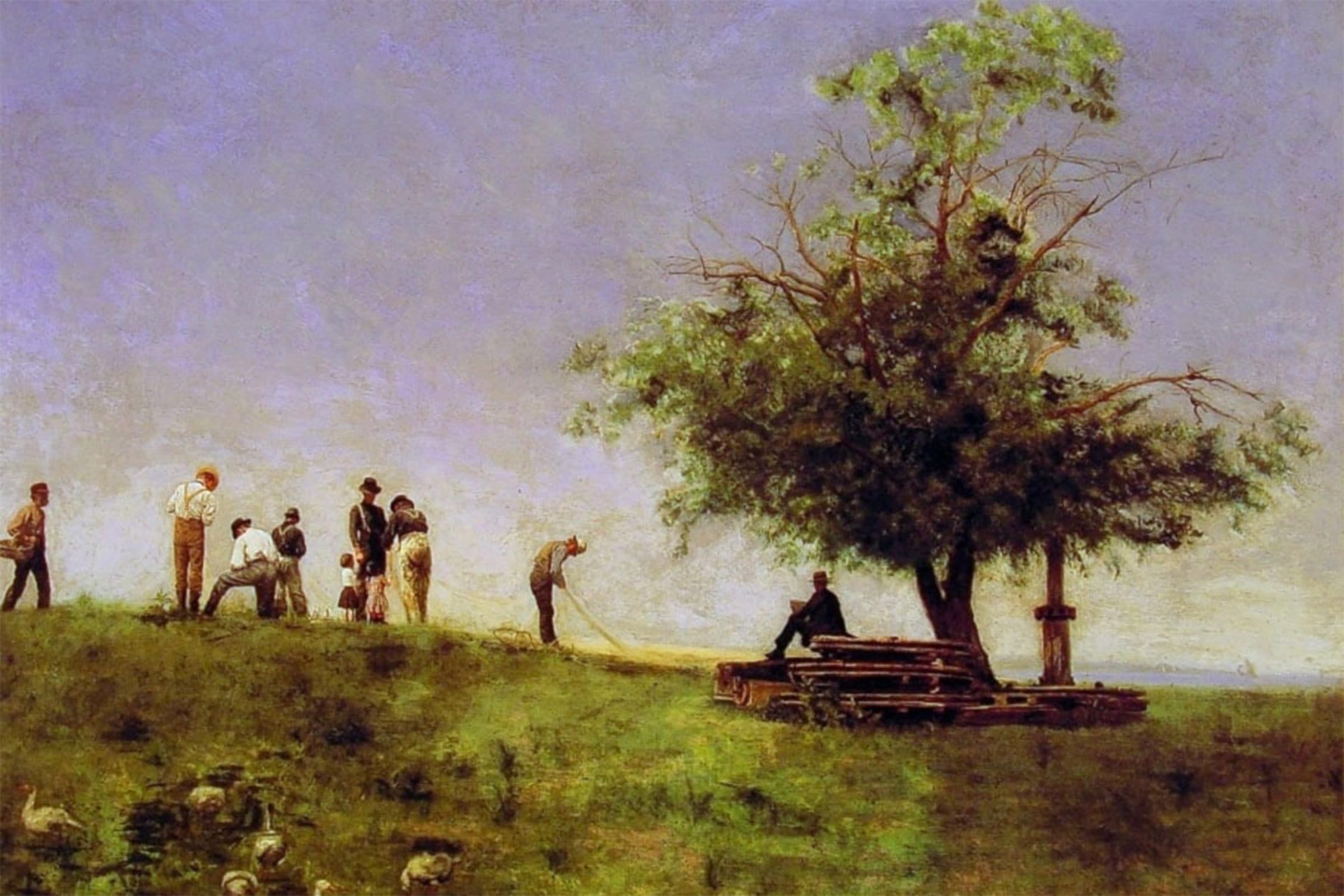 POSTERIIk Famous Animal Posters Vintage Picture Mending the Net by Thomas Eakins Modern Wall Decor for Home Decor 60x90cm