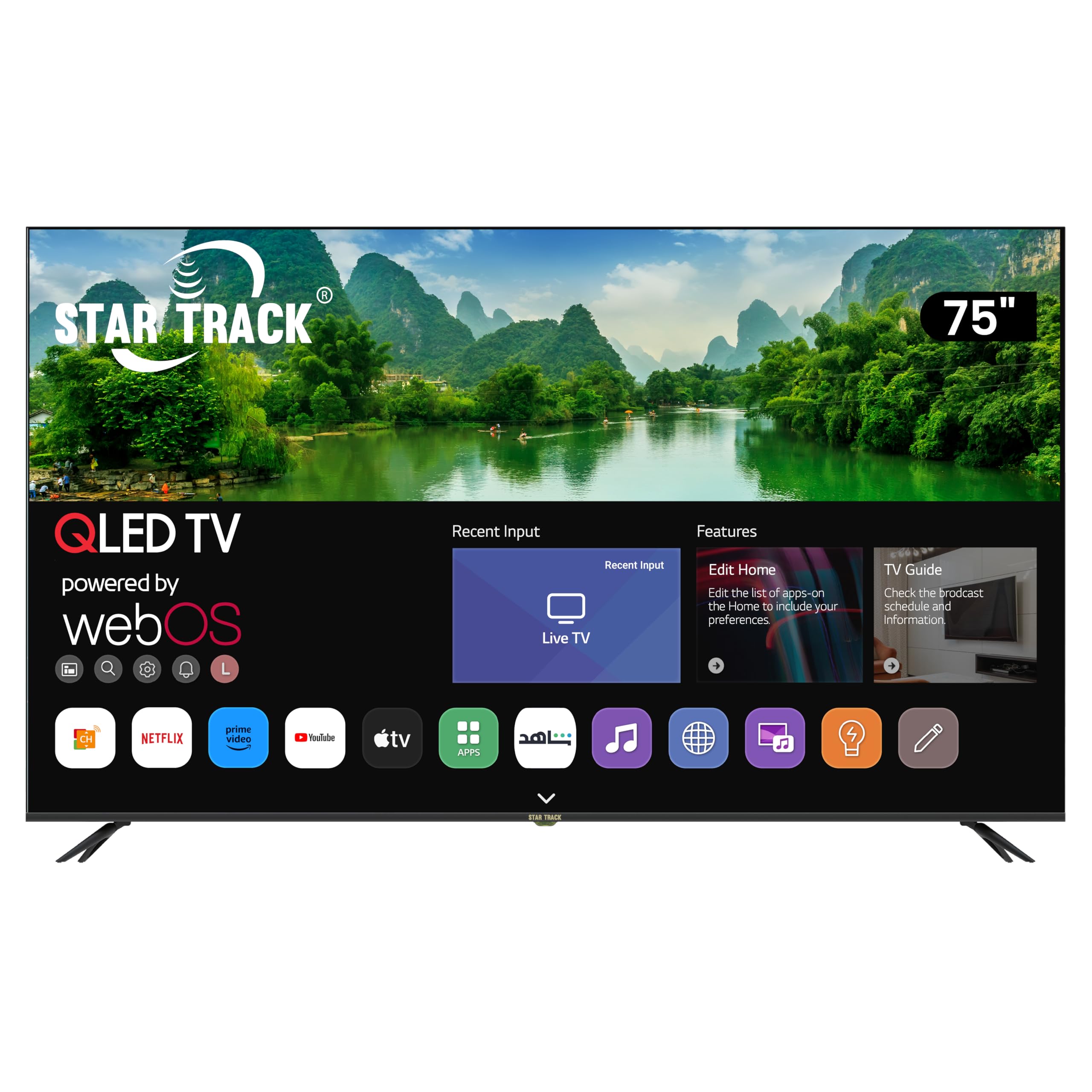 STAR TRACK 75 Inch QLED 4K HDR10+ WebOS| 95% Color Volume with Quantum dot | 350 Nits Ultra Bright Display| Ultra HD | Air Mouse Remote | Works with Apple AirPlay & Home