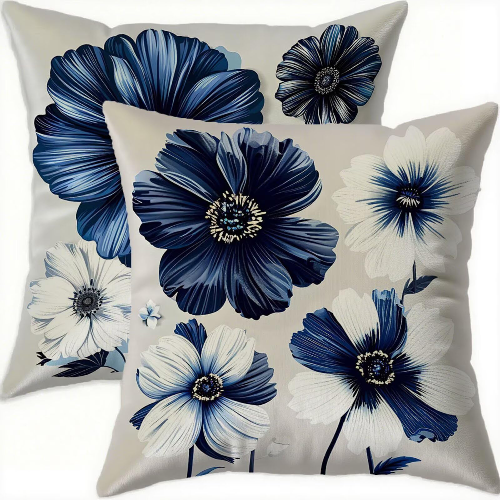 Coussin imperméable 65x65 bleu en velours double face