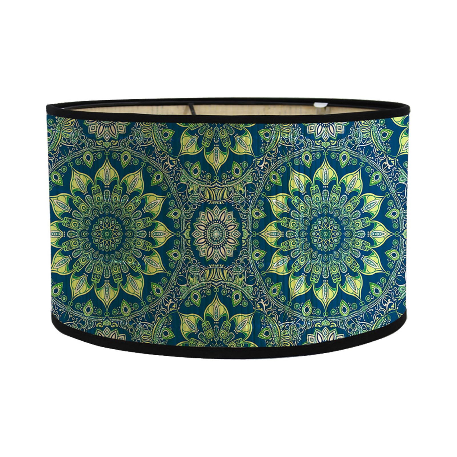 FANSU Round Drum Light Shade for Table Lamp Modern Retro Mandala Pendant Lampshades Easy Fit for Living Rooms, Bedroom, Hallways, Reading Room (Blue green,30x30x20cm)