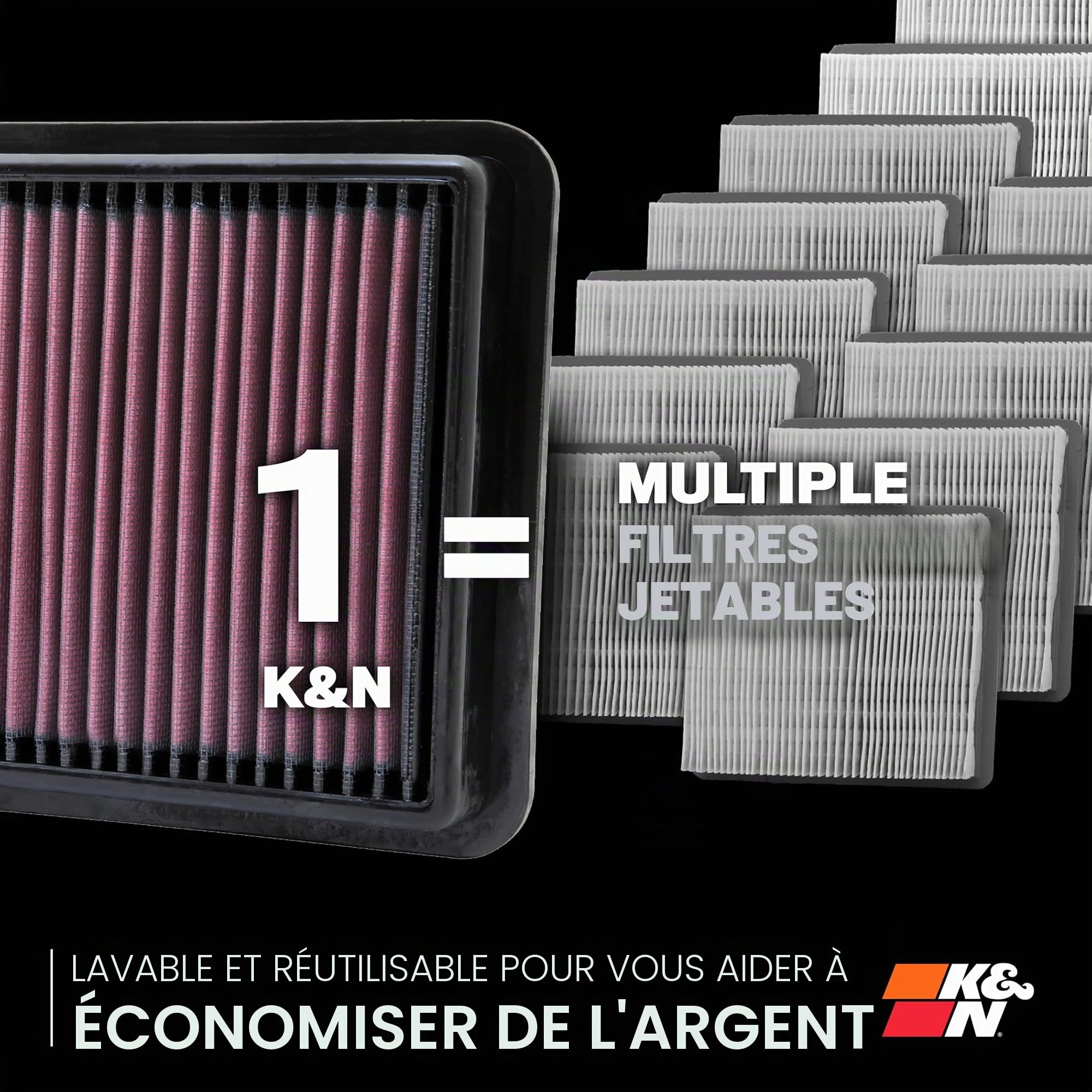 K&N Filtre à air de remplacement compatible avec Ford Ranger & Volkswagen Amarok 2.0/3.0 Diesel 2022- (33-3185)