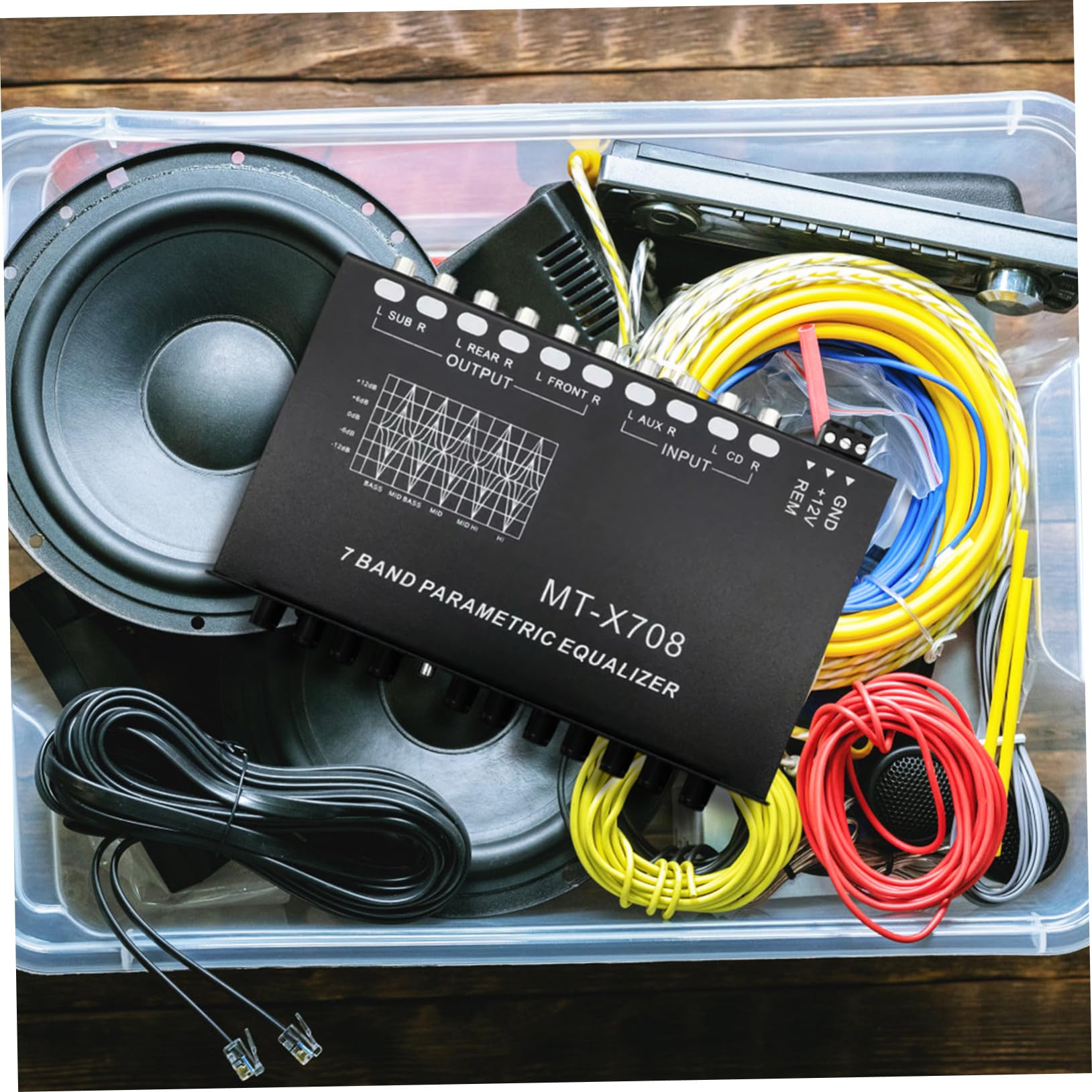 Ecualizador de Coche de 7 Bandas Metálico Negro para Audio