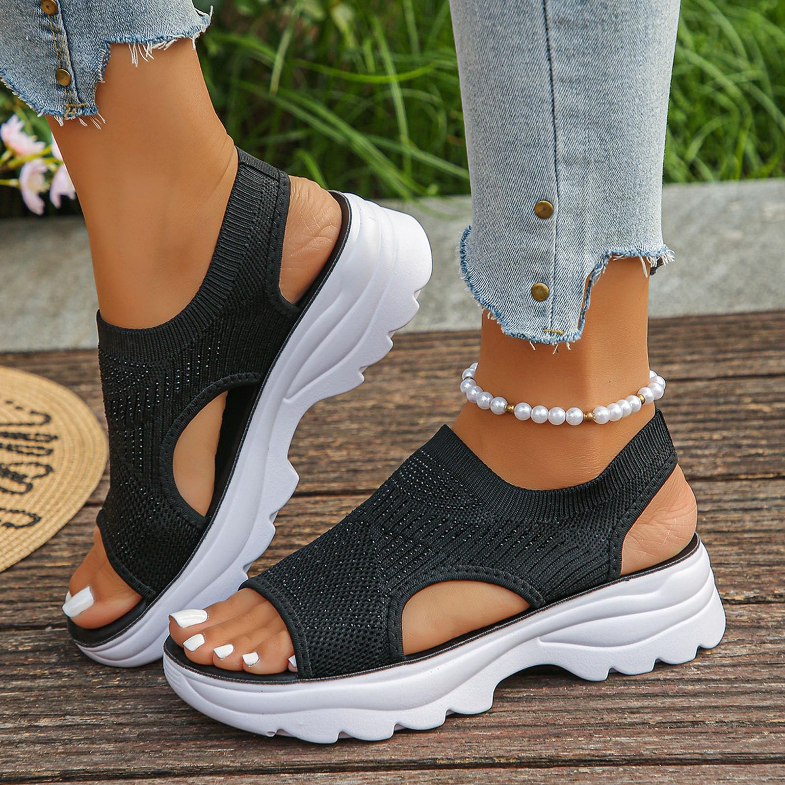 Sandalias ortopédicas lavables con talón descubierto, sandalias ortopédicas de ajuste ancho 2026 para mujer, puntera abierta, plataforma para caminar, zapatos casuales