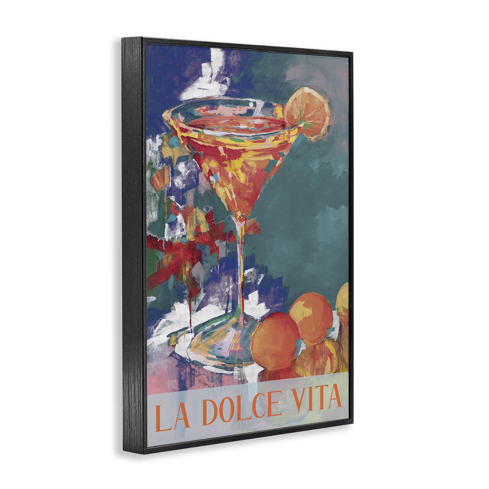 Stupell Industries Jane Slivka - Cóctel de cítricos sobre azul, arte giclée enmarcado, negro, 12 x 18 pulgadas, fácil de colgar y resistente, fabricado en Estados Unidos