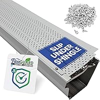 FlowGuard Slip Under Shingle Gutter Guards - USA Made Aluminum 5-6 Inch 50-Year Warranty White 102 Ft Easy DIY Install