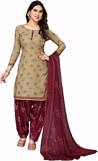 Women's Crepe Printed Unstitched Salwar Suit Dress Material With Dupatta(NEW-RINKY CHIKU), Beige12, One size, Beige12, One Size