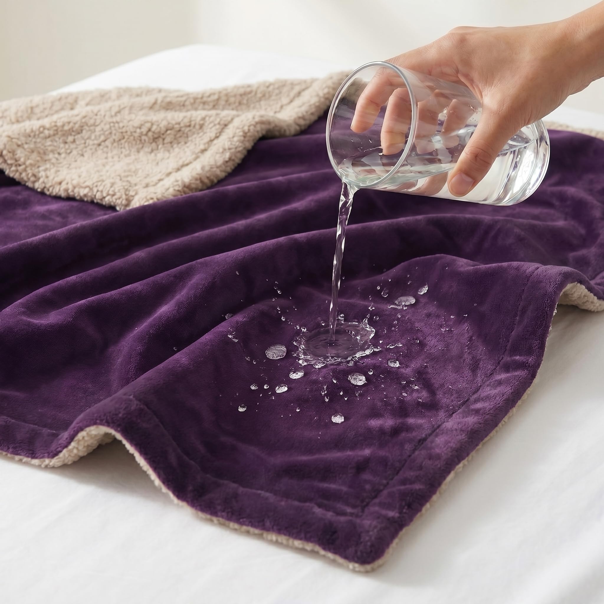 Sacred Weapon Premium Waterproof Dog & Cat Blanket - Sherpa Fleece Pet Throw for Sofa, Couch & Car - Drool, Spill & Shed Resistant - BPA-Free, Hypoallergenic, Washable - Mini 115x100cm Purple