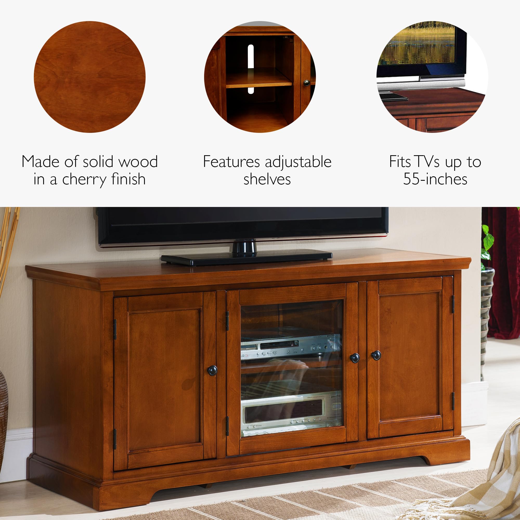 Amazon.com: Leick Home 87350 Three Door TV Stand with Cabinet