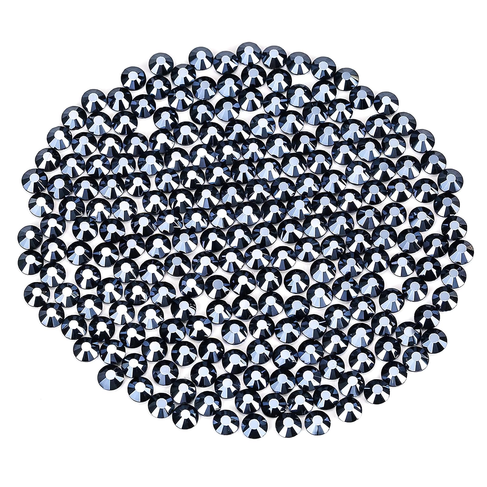 Novani Rhinestones Flatback Rhinestones Glass Nail Gems Stones Jewels Round Gemstones Non-Hotfix Crystal,SS6,1440 Pieces,Shiny Black