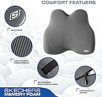 Vista 3 de Skechers Almohada lumbar de espuma viscoelástica, almohada de apoyo lumbar para oficina, silla, alivio del dolor de espalda baja, almohada lumbar