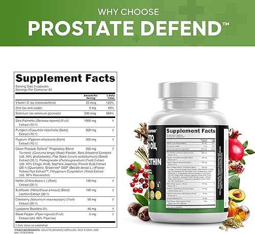 Miniatura 4 de Clean Nutraceuticals Saw Palmetto Aceite de semilla de calabaza Pygeum Girasol Lecitina Arándano Picante - Suplementos de próstata para hombres con