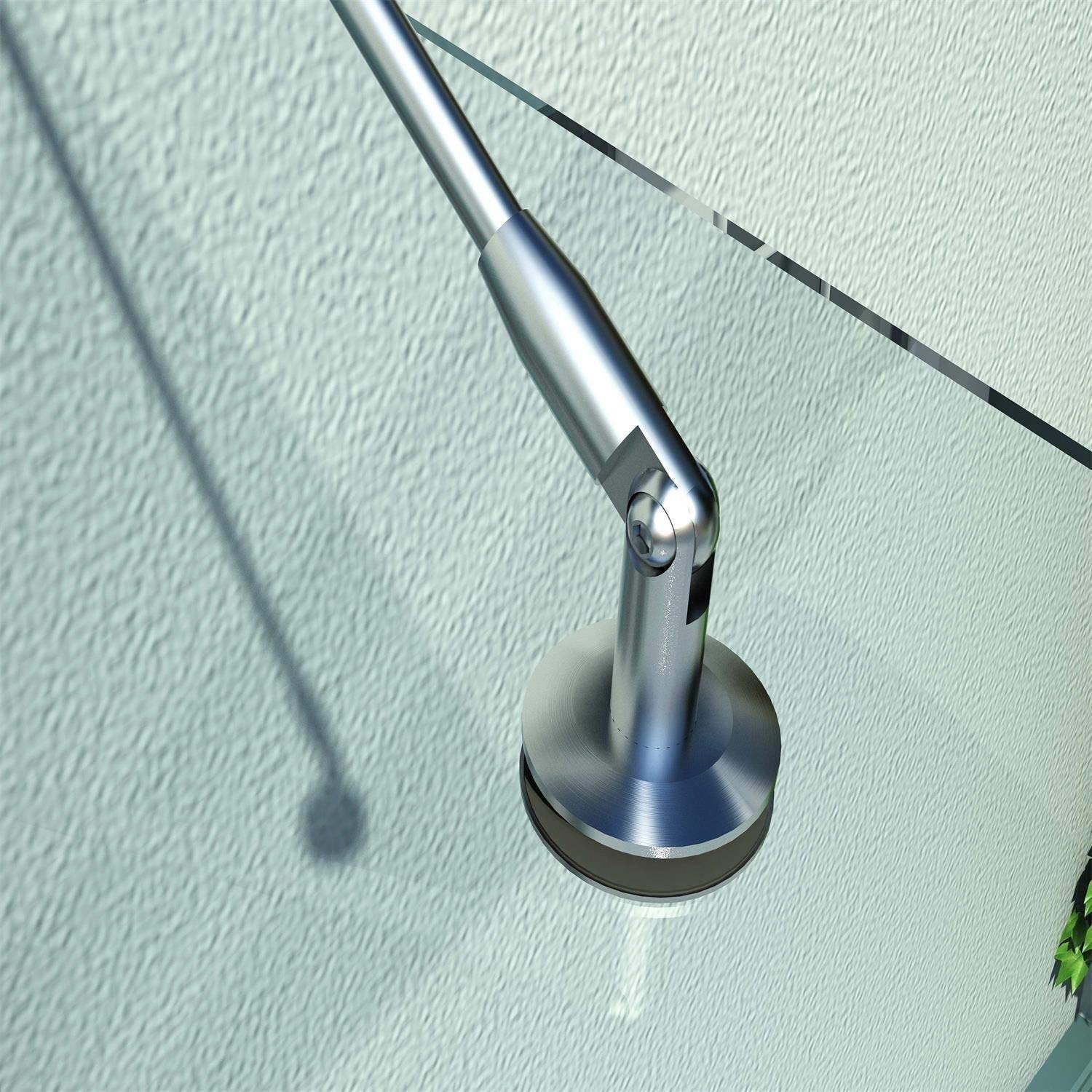HOMCOM Vordach Glasvordach Türvordach Verbundsicherheitsglas VSG 304 Edelstahl Klarglas 3 Größen (200x90cm) (L)