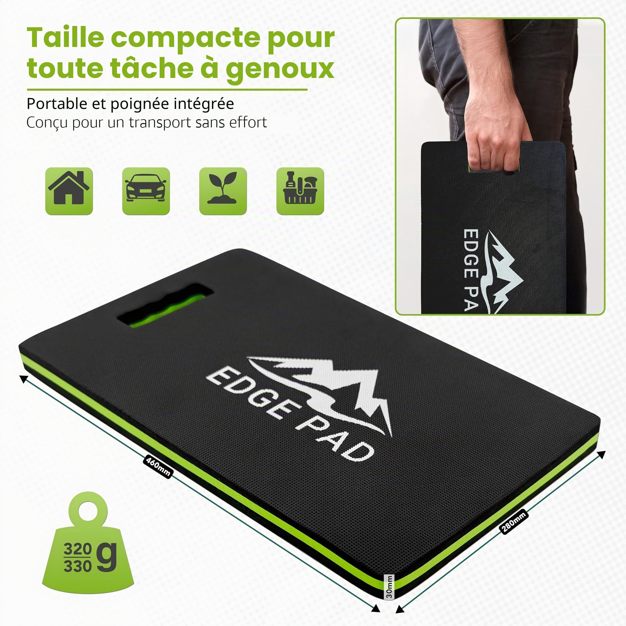 Coussin de jardin en mousse EVA haute densité épaisse et confortable. Peut être utilisé comme tapis d'agenouillement pour l'exercice, l'heure du bain, le yoga ou comme tapis de prière.