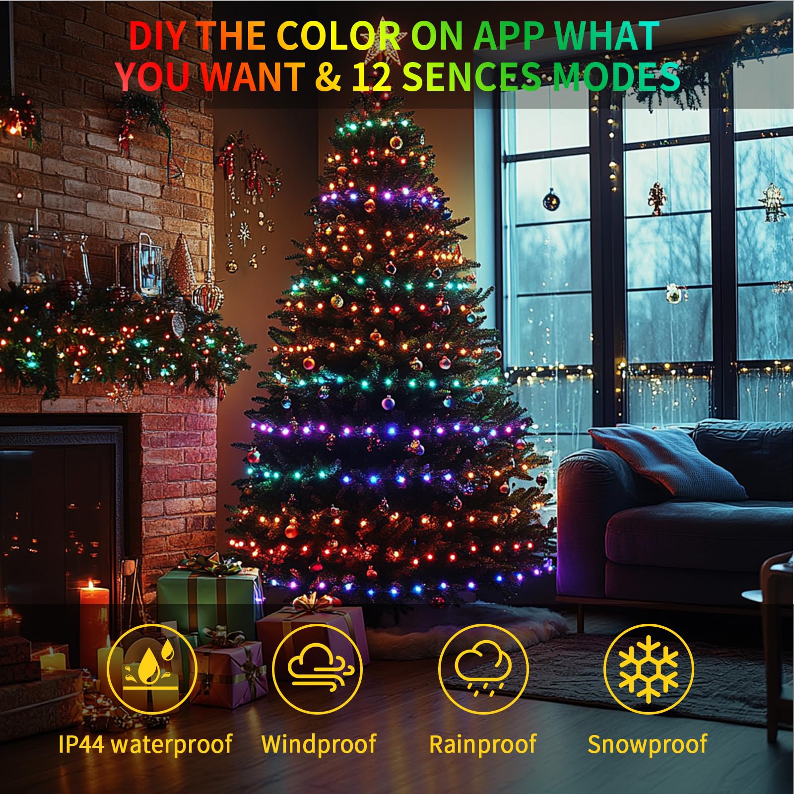 ZWOOS 400 LED Luci Albero di Natale Smart, RGB Luci Per Albero di Natale, Personalizza Motivi, Colori e Testo, 29 Motivi Incorporati, Controllo APP/Telecomando, Plug Power, Altezza 2 m
