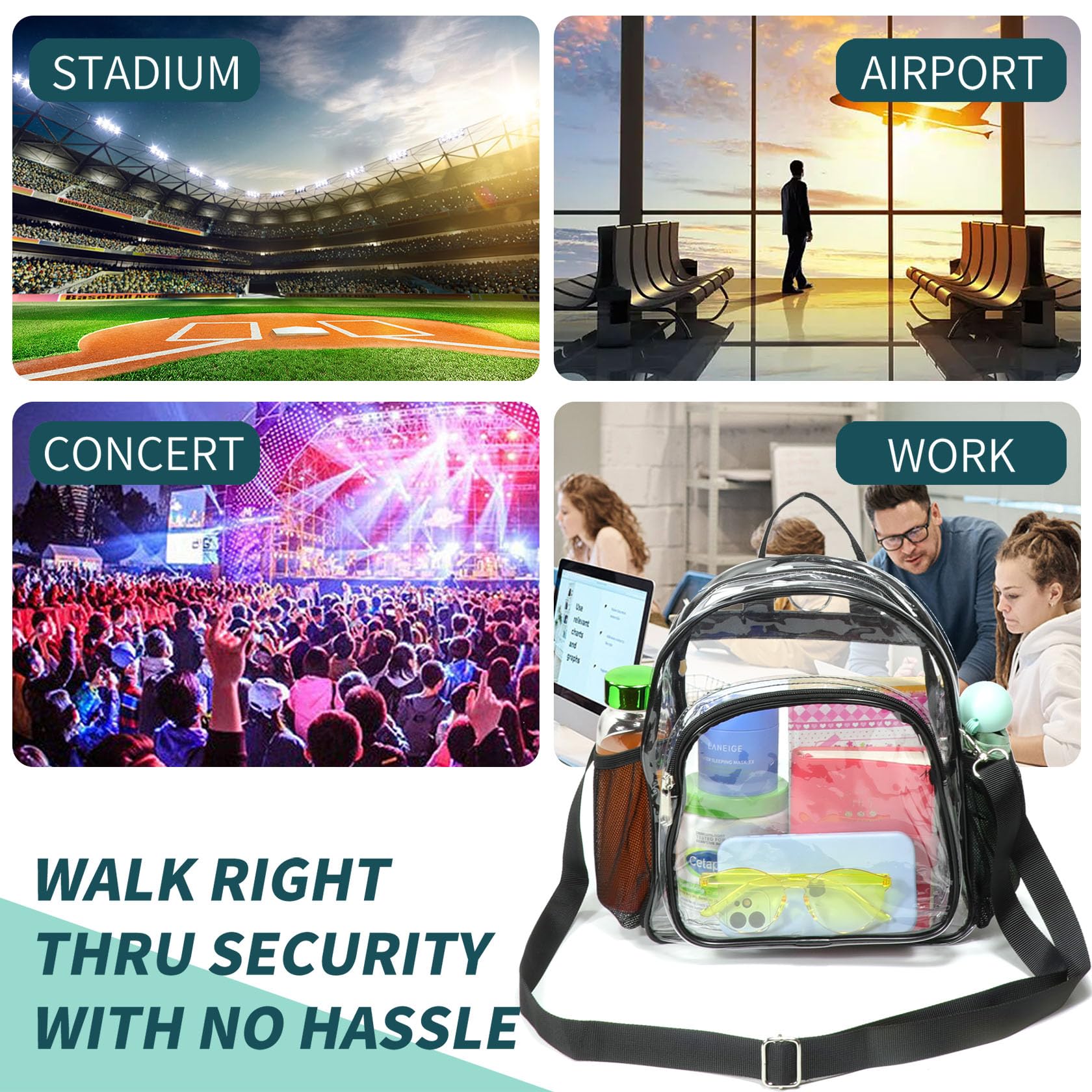 Snapklik Small Clear Backpack Stadium Approved 12x12x6 Clear Snapklik small clear backpack stadium approved 12x12x6 clear