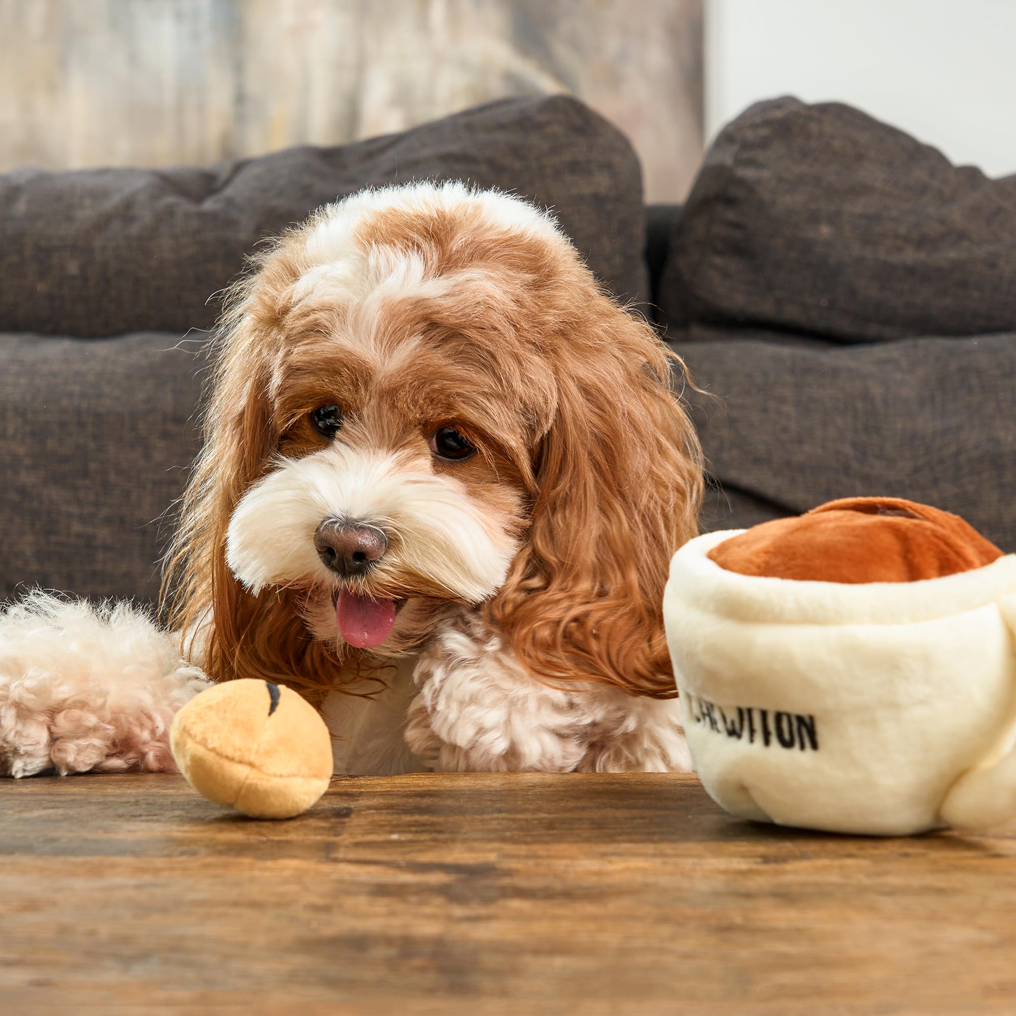 CHEWFFON Hunde-Spielzeug „Kaffeetasse“ – interaktives Schnüffel- & Versteckspielzeug mit Quietsch- und Knisterfunktion gegen Langeweile, Intelligenzspielzeug für alle Hunderassen