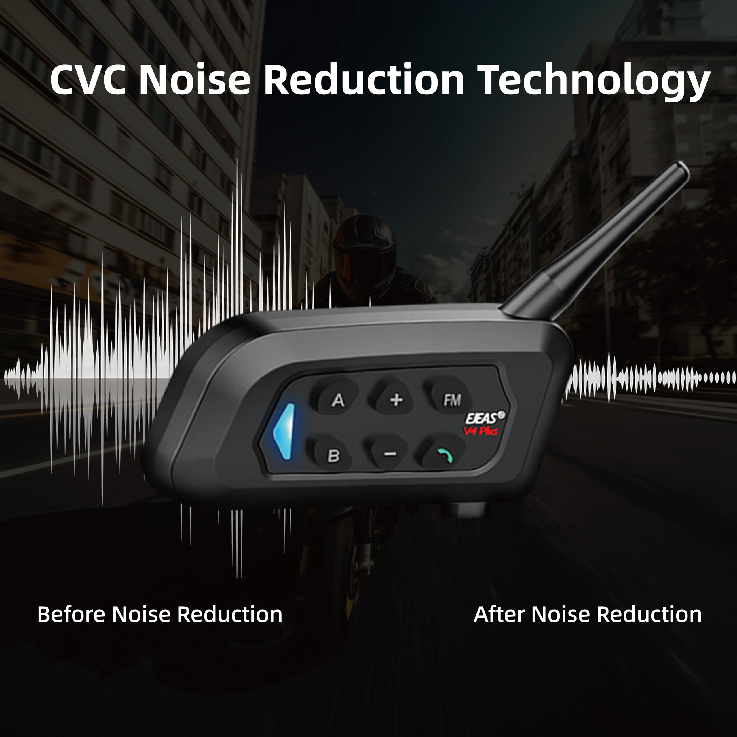 EJEAS V4C Plus - Cuffie interfono Bluetooth per arbitro di calcio, con radio FM e riduzione del rumore CVC, per 4 arbitri, confezione da 2