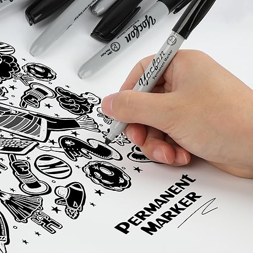 Miniatura 6 de Marcadores permanentes de punta ultra fina, paquete a granel de 72 unidades, juego de marcadores permanentes negros, tinta de secado rápido,