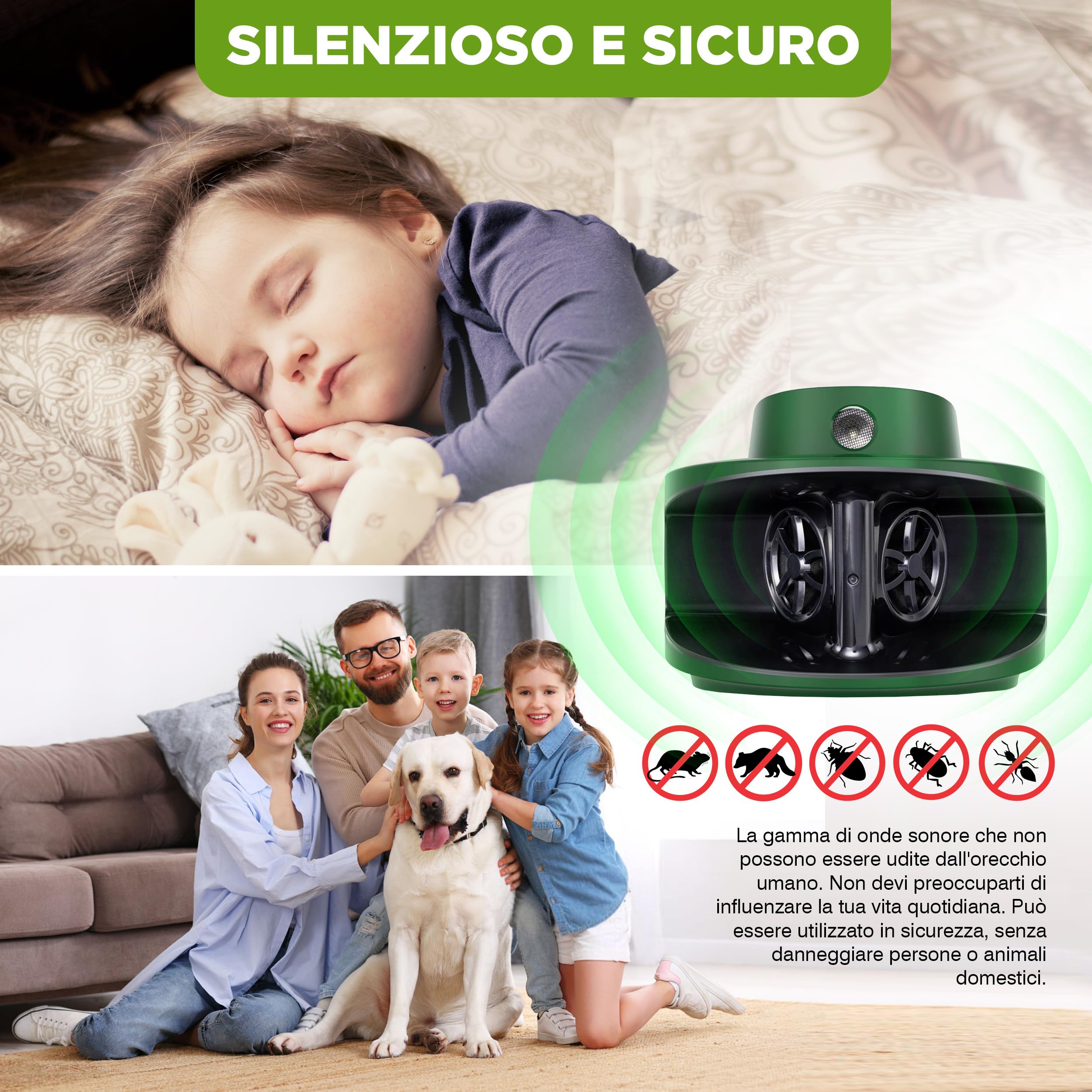 ISOTRONIC repellente topi ultrasuoni ratti scarafaggi procioni parassiti casa cantina giardino senza veleno portata 40m² 2 unità efficace interno esterno protezione difesa dissuasore stop insetti