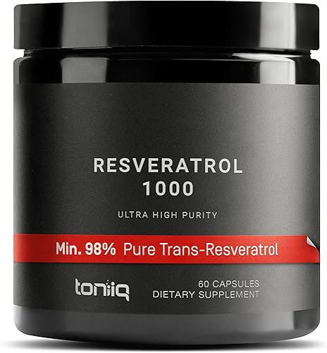 Resveratrol trans de ultra alta potencia probado por terceros 1000 mg - 98% puro, altamente purificado y biodisponible - Extracto de raíz de