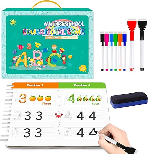 Miniatura 1 de Actividades de aprendizaje preescolar, práctica de escritura a mano para niños, juguetes educativos Montessori para autismo, 40 páginas, letras