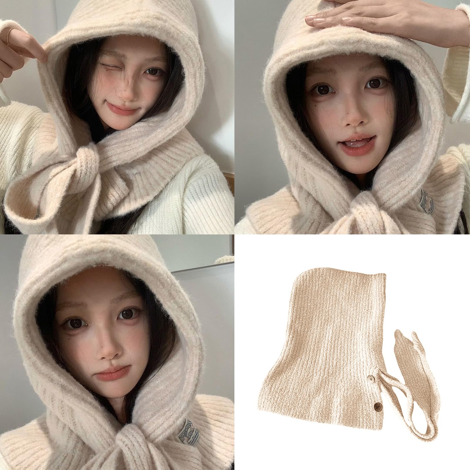 Popolare Stili Coreani Copricapo Cappuccio Cappello Con Protezioni Collo Morbida Lana Miscela Sciarpa Per Il Freddo Essenziale Freddo Scaldacollo