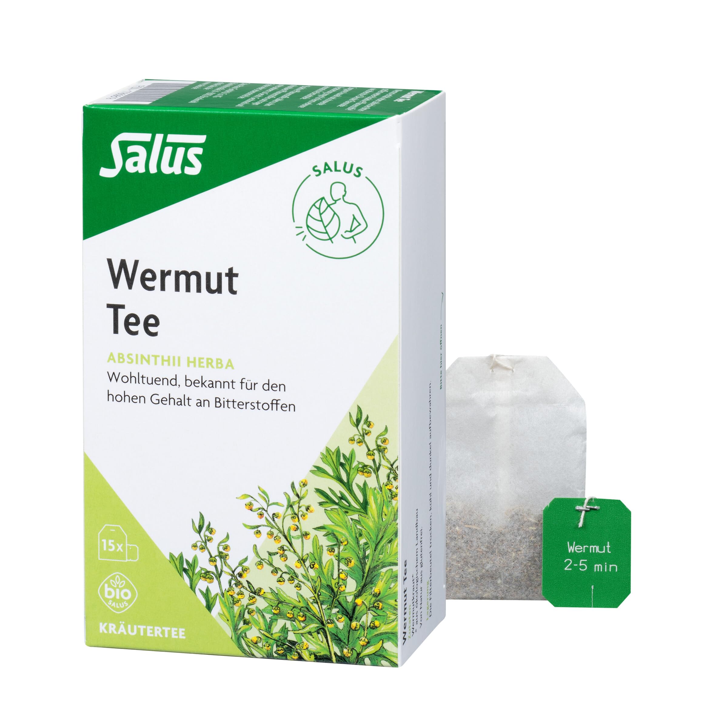 Salus - Wermut Tee - 1x 15 Filterbeutel (18 g) - Kräutertee - Absinthii Herba - bekannt für den hohen Gehalt an Bitterstoffen - wohltuend - bio